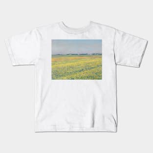 The Plain of Gennevilliers, Yellow Fields by Gustave Caillebotte Kids T-Shirt